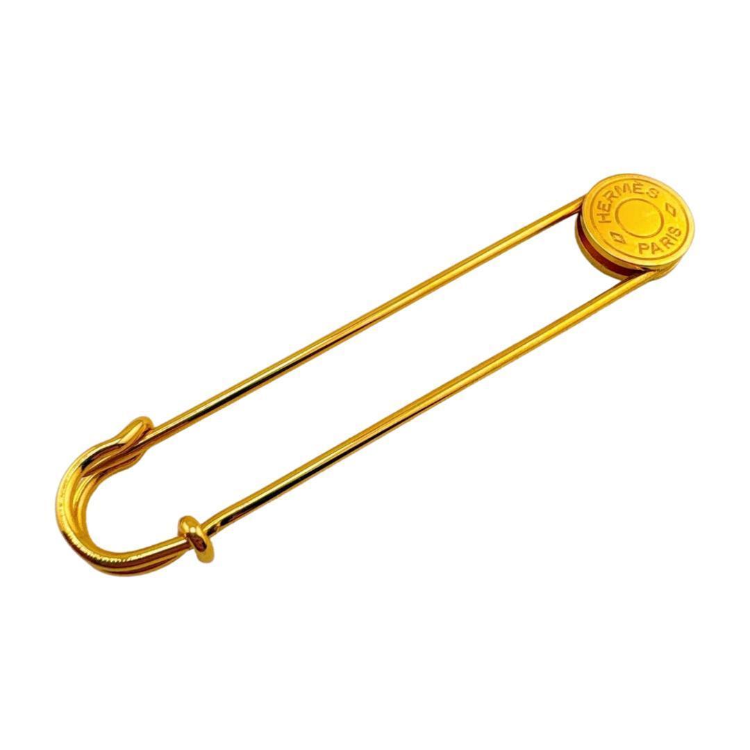 エルメス GP セリエ ピンブローチ　安全ピン　ゴールド　レディース