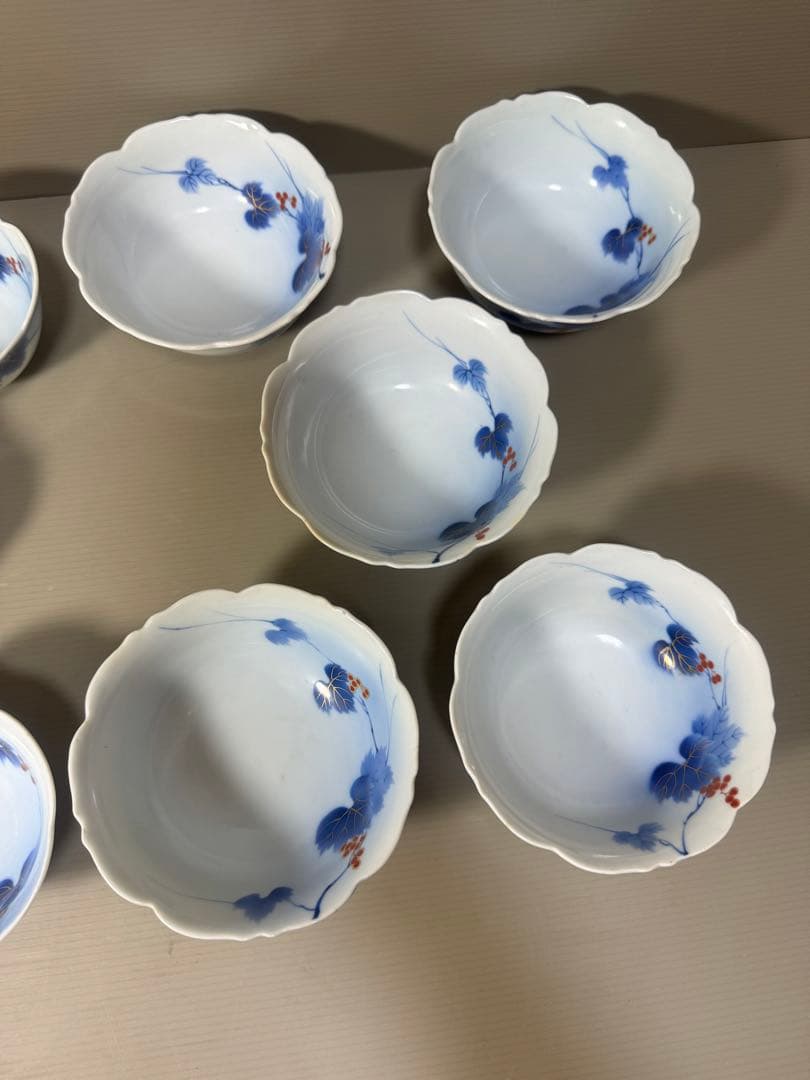 2207   有田焼 芳祥堂特製　葡萄瑠璃　中鉢5客　小鉢5客