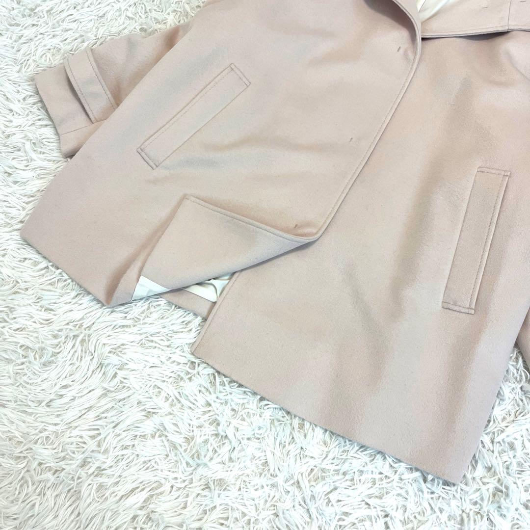 美品☆ 23区 ウールカシミヤビーバー フード付き ショートコート 44