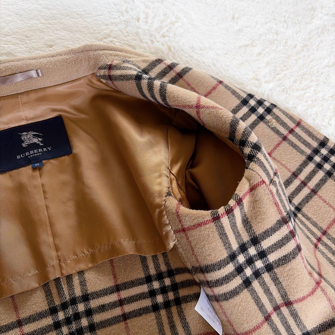 美品✨【バーバリーロンドン】カシミヤ混ウール ダブルフェイスコート キャメル38