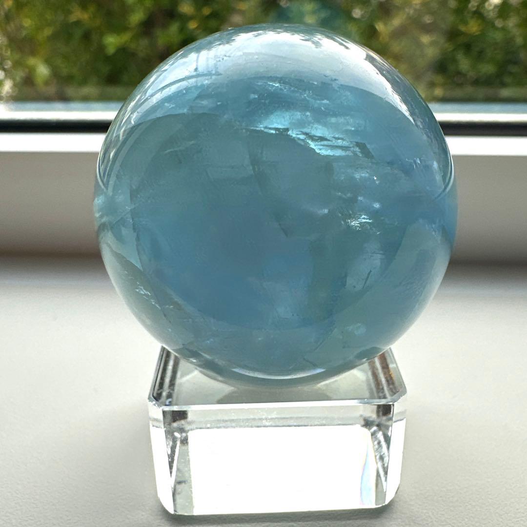 ブルーフローライト　スフィア　4.2㎝　スカイブルー　レア　虹　フローライト