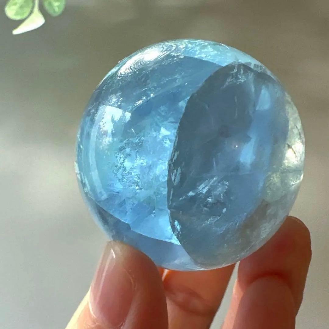 ブルーフローライト　スフィア　4.2㎝　スカイブルー　レア　虹　フローライト