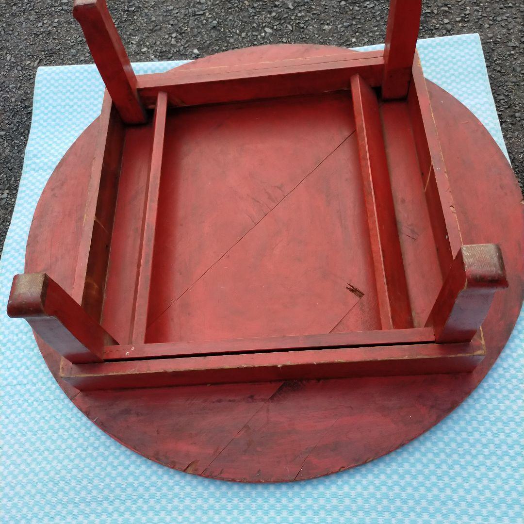 昭和レトロ　ちゃぶ台　アンティーク家具　折りたたみ丸テーブル