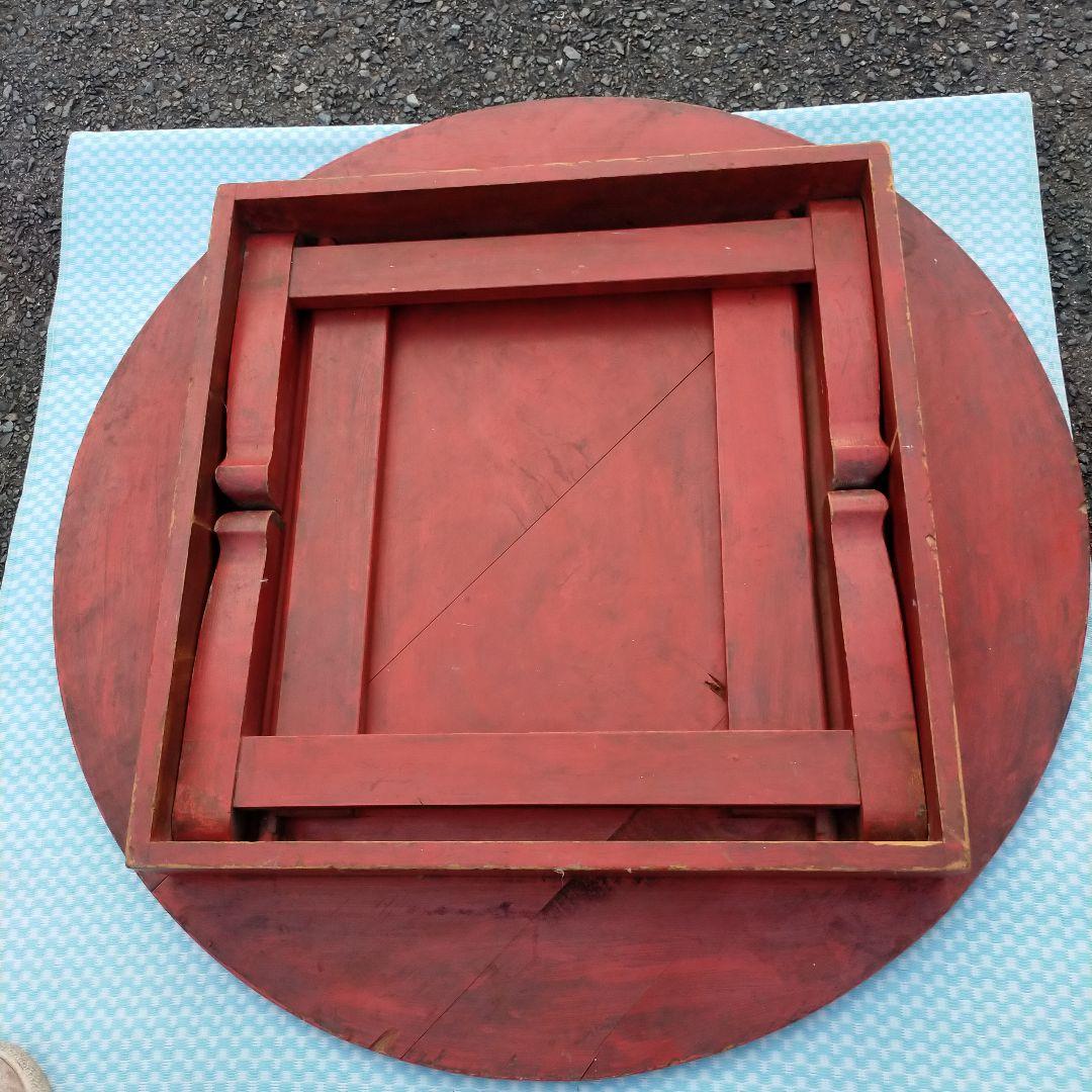 昭和レトロ　ちゃぶ台　アンティーク家具　折りたたみ丸テーブル