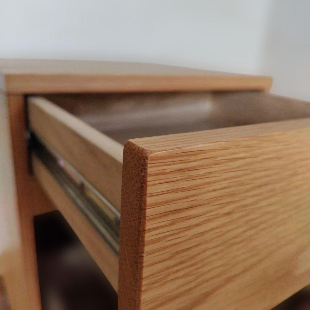 無印良品　オーク無垢材　デスクキャビネット ワイド引出2段