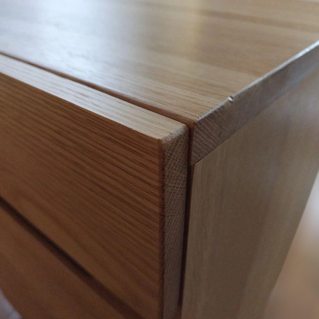 無印良品　オーク無垢材　デスクキャビネット ワイド引出2段