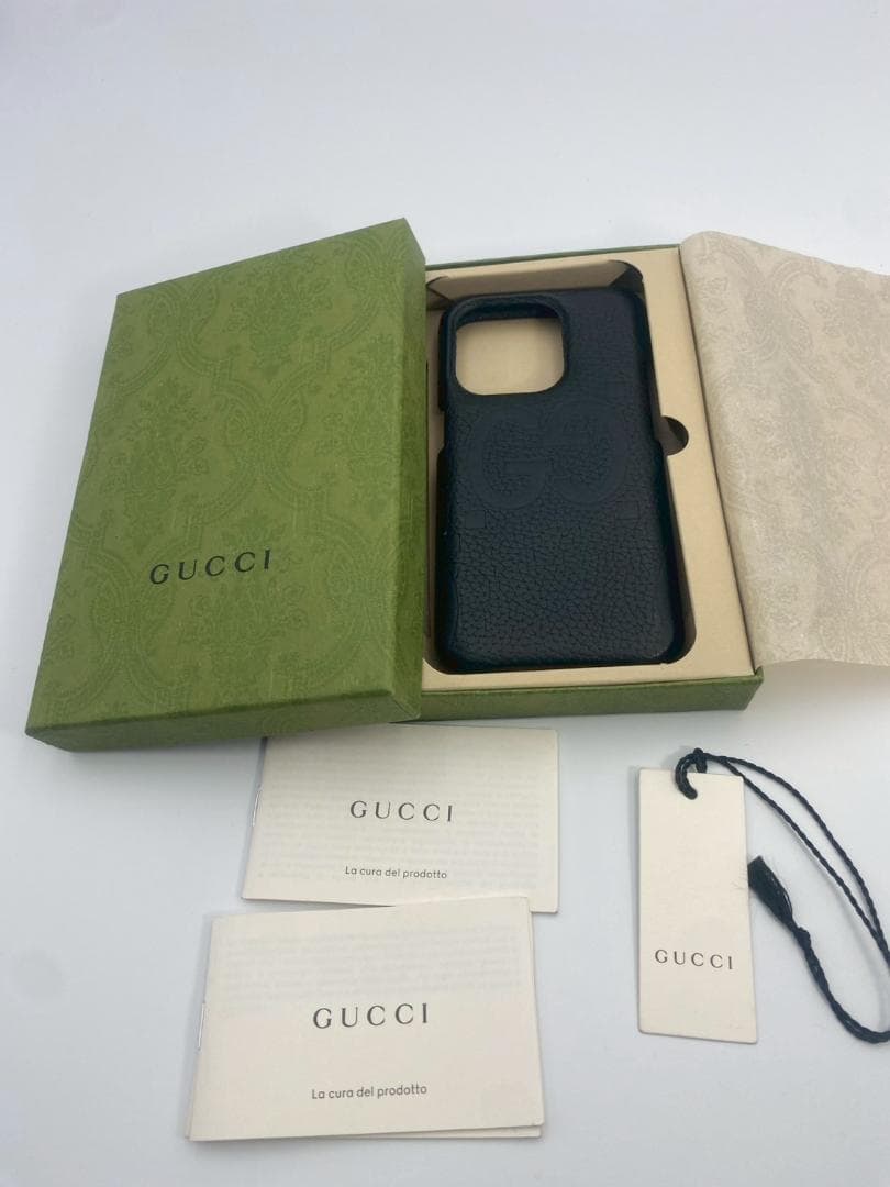 GUCCI iPhone15Pro ケース ジャンボGG 黒 レザー