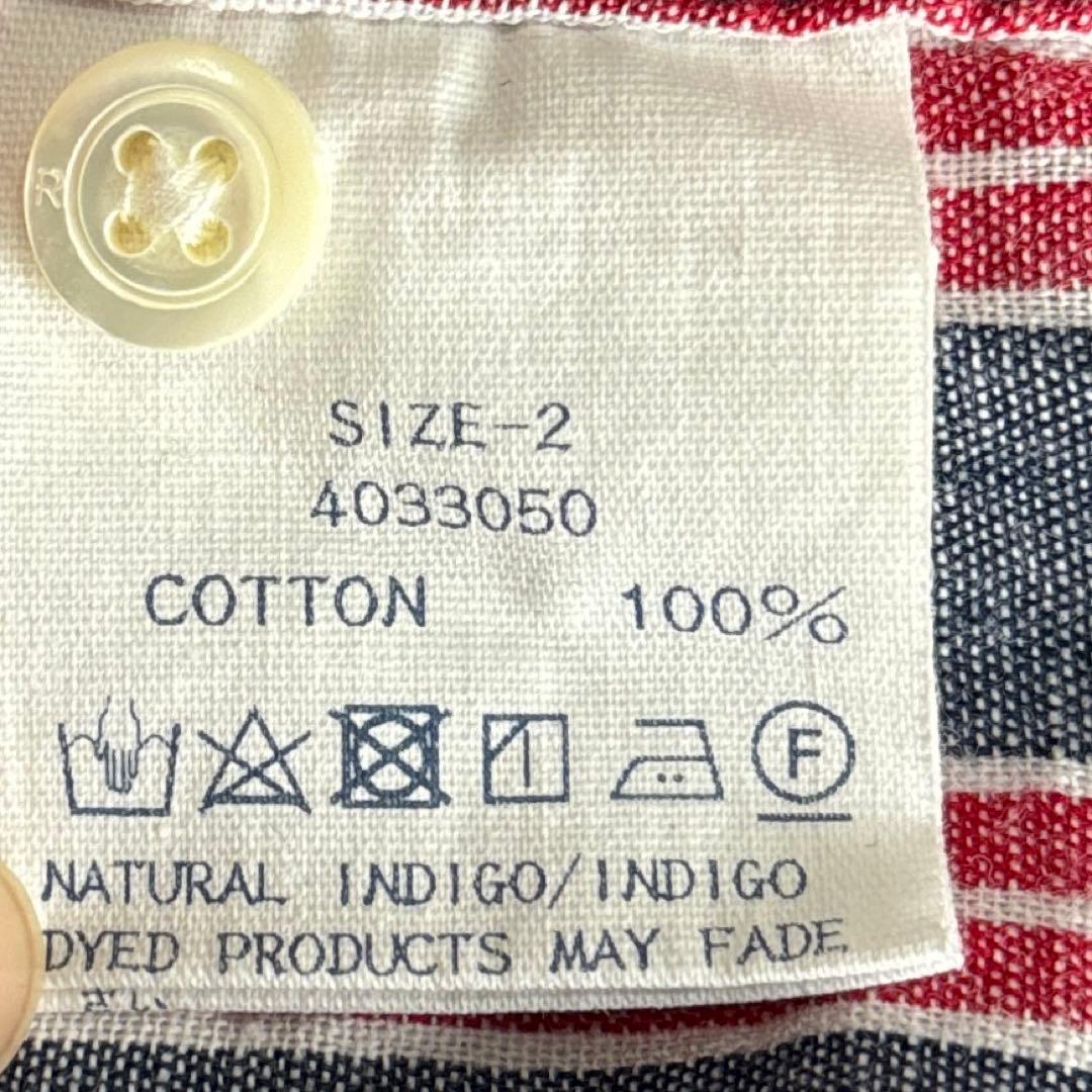 【美品/レデイースM】　45R　45rpm　ボタンダウンシャツ　長袖　ストライプ