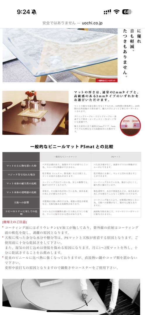 【新品】テーブルマット変形90×160 PSマット