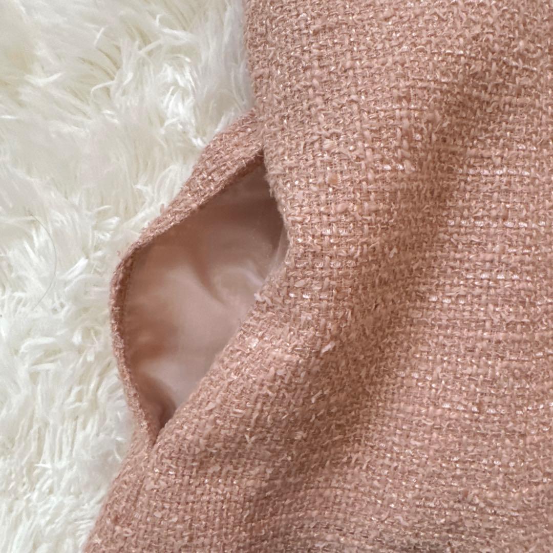 FOXEY ツイード 襟付き 半袖ワンピース 40 ベージュ 希少サイズ 上品