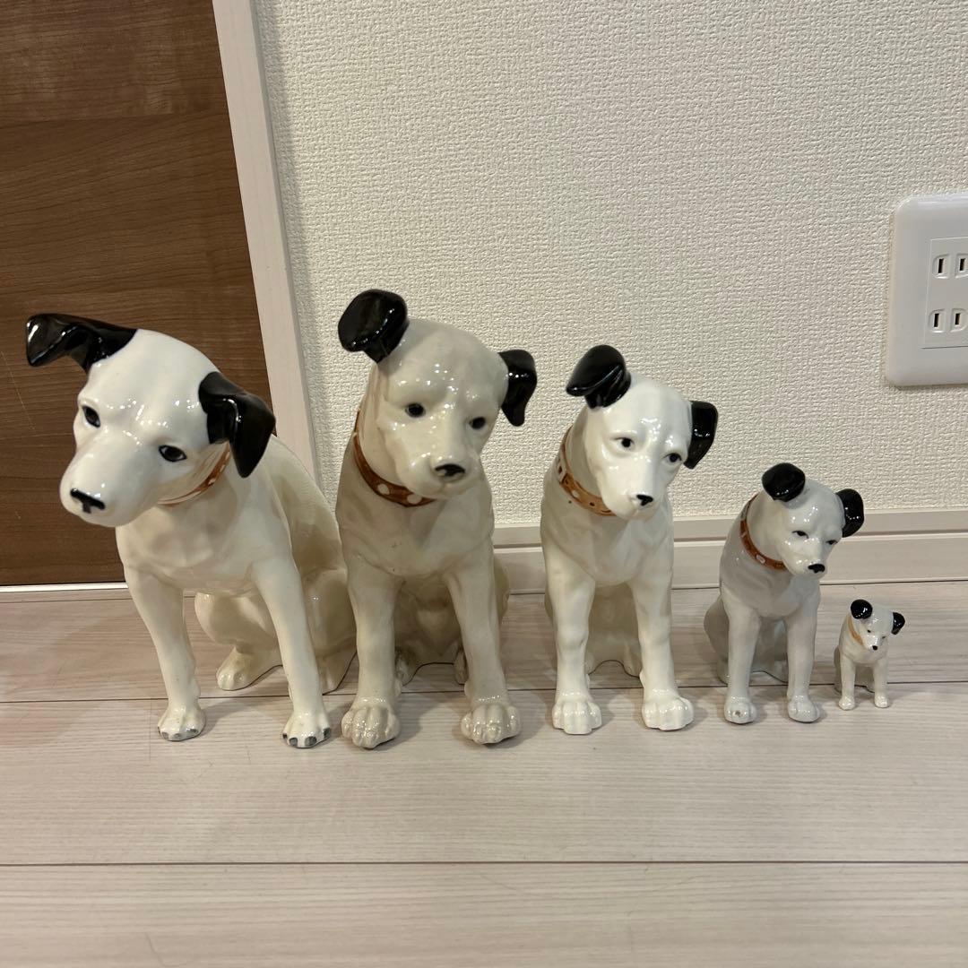Victor ビクター犬　ニッパー　陶器置物　5匹