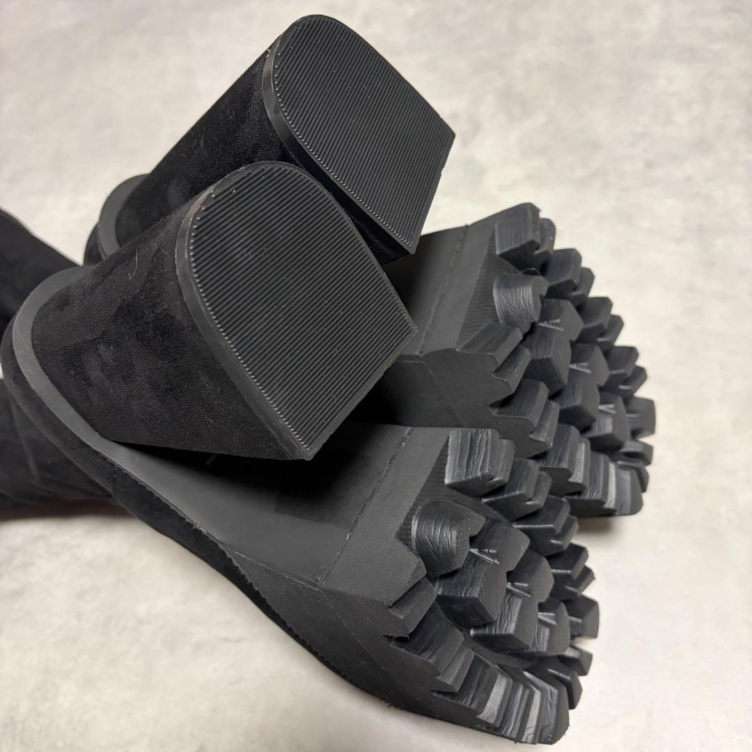 ほぼ新品EMODA スクエアフィット S ロングブーツ ニイハイブーツ 厚底 黒