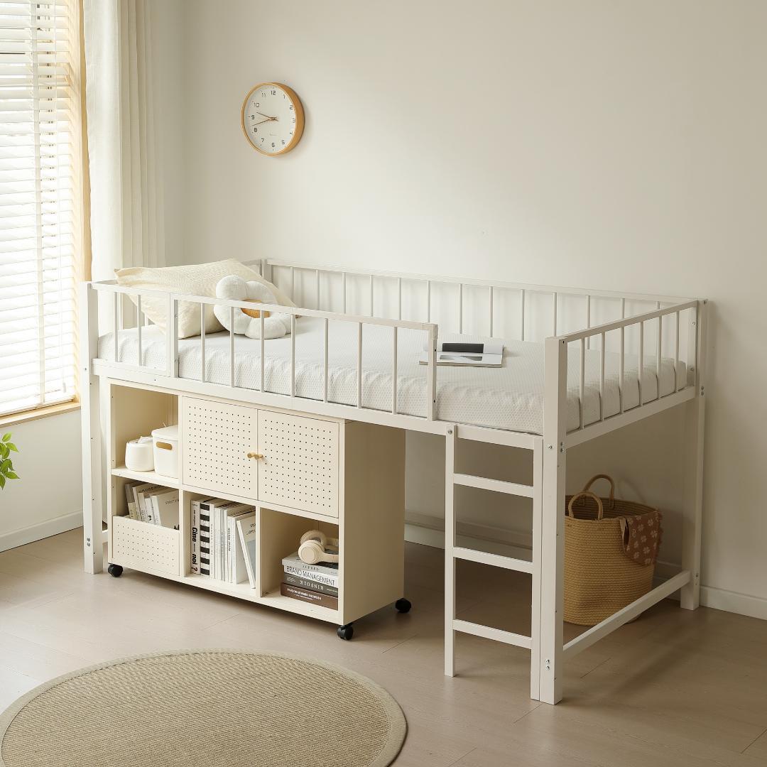 限定価格！ロフトベッド（S） 高さ110cm下収納 省スペース　WHITE