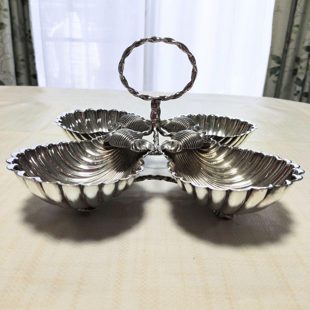 シェル型トレイ　パーティー　オードブルデッシュ　シルバープレート？？アンティーク