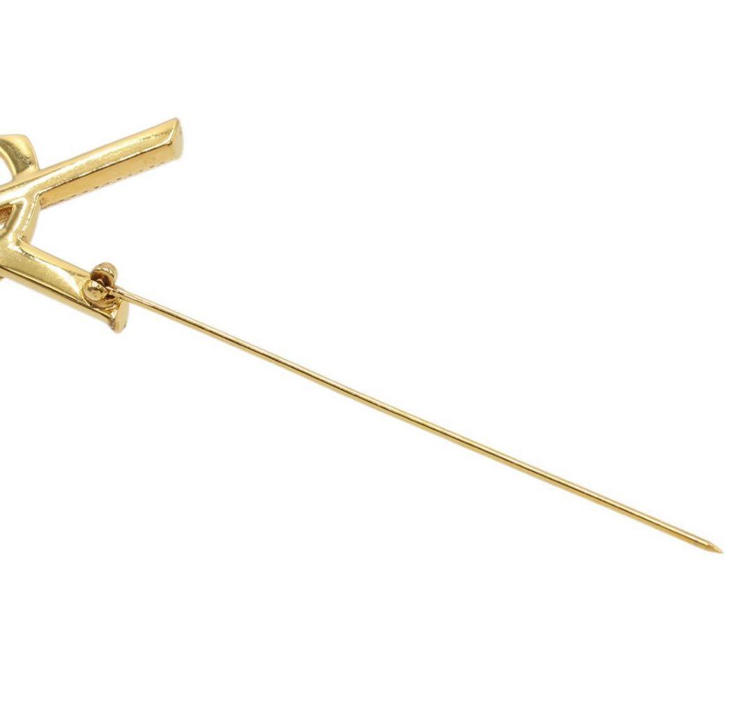 R2532 超美品 サンローラン YSL ロゴ ブローチ