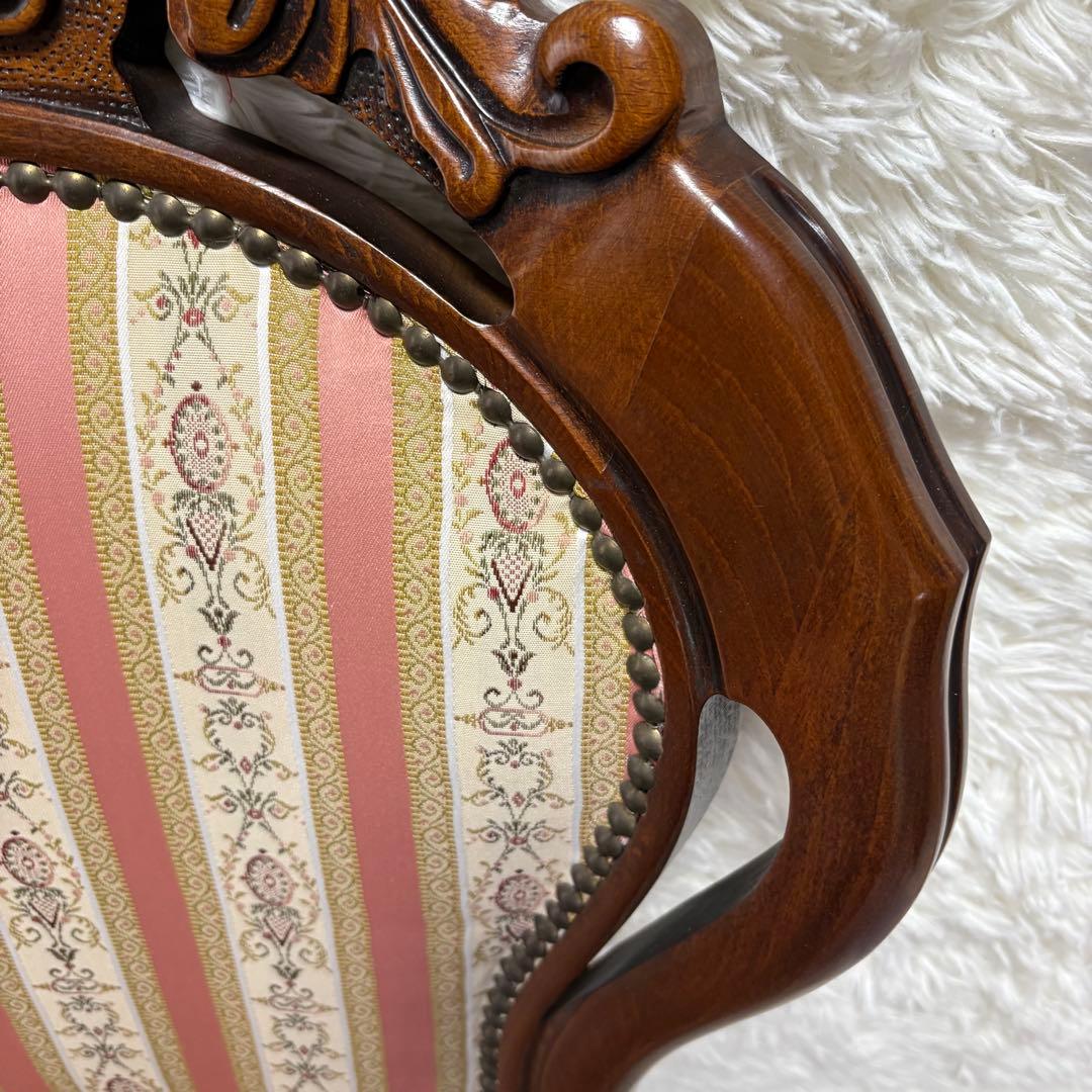 美品　猫脚　ヨーロピアン　クラシック調 木製 彫刻ストライプ柄　アンティーク風