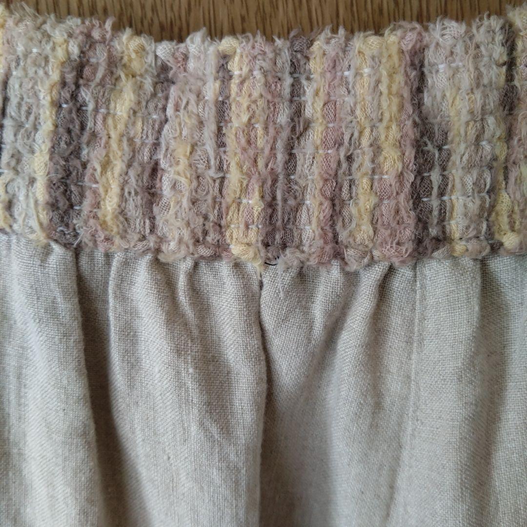 【美品】エムアンドキョウコ　麻100％　ガウチョパンツ ベージュ　2