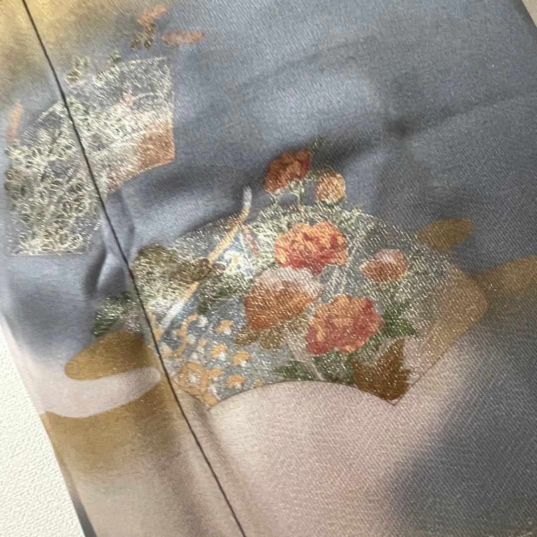 ブルーグレー 4点 フルセット 訪問着 入学式 卒業式 入園式 春 秋 冬