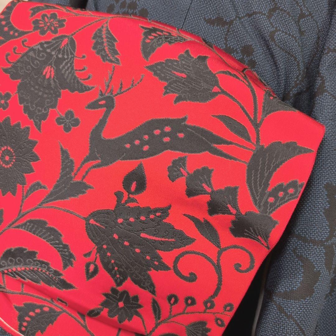 小紋　フルセット　着物　正絹　紺青　群青　ぶどう　蔦　おしゃれ　粋　F2