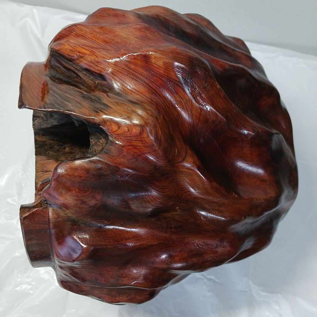 送料込み　屋久杉　虎杢の花器・つぼ(アンティーク)