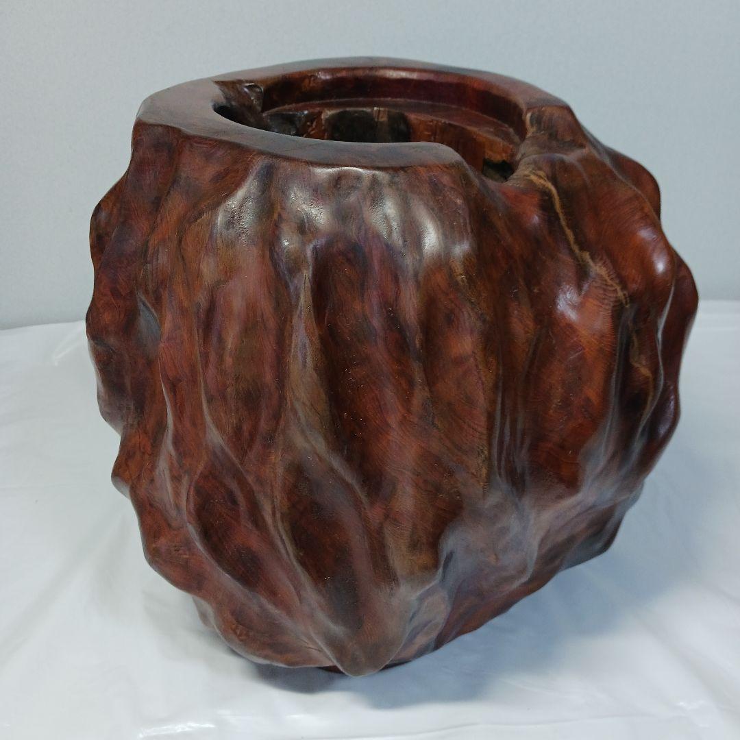 送料込み　屋久杉　虎杢の花器・つぼ(アンティーク)