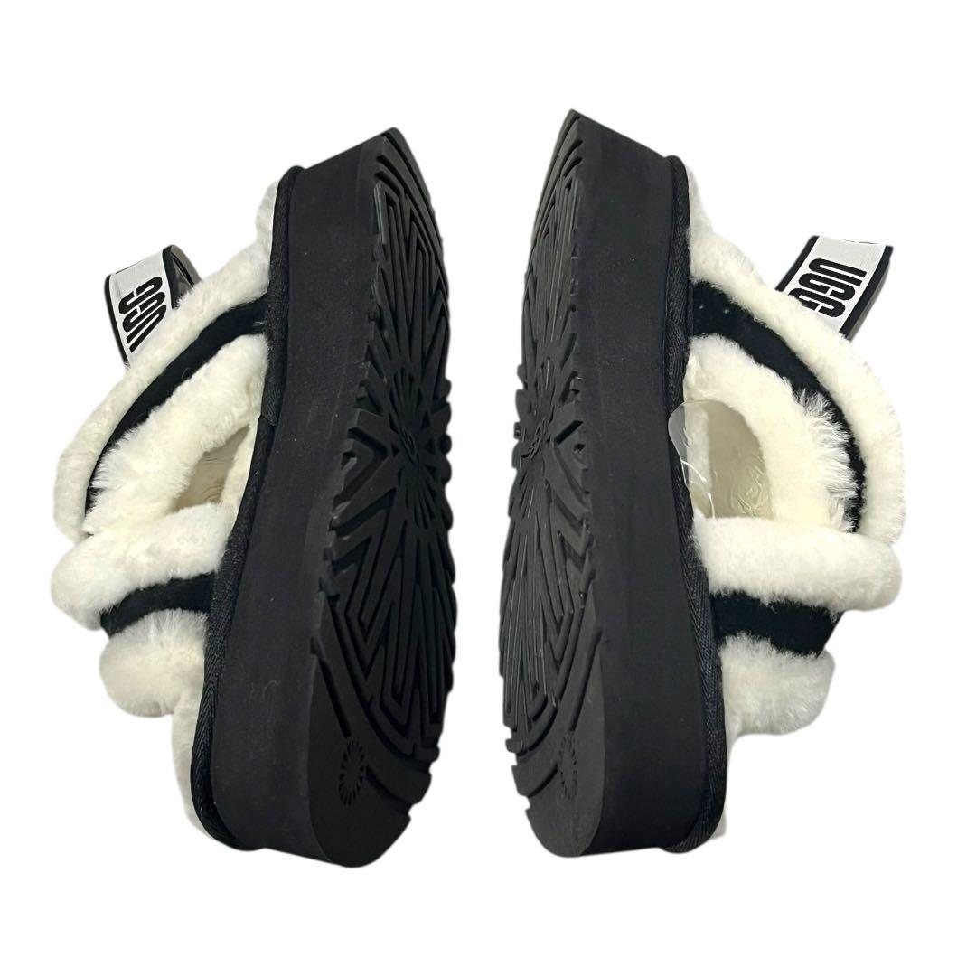 美品　アグ　UGG ディスコクロススライド　サンダル　ファー　25cm 白　黒