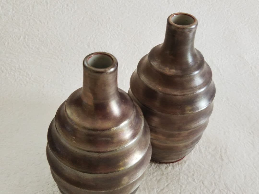 北大路魯山人　銀彩赤呉須徳利