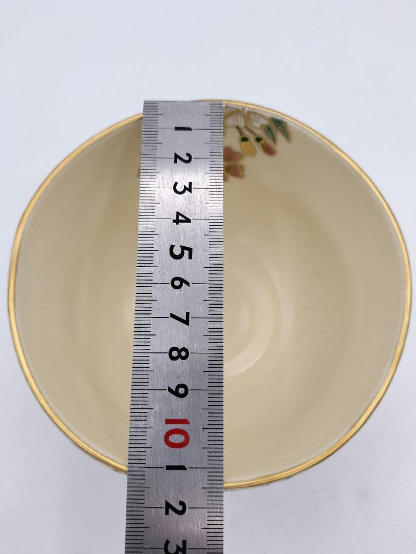 c869【新品・未使用】茶碗 色絵 枝垂桜 中村能久 木箱 茶道具