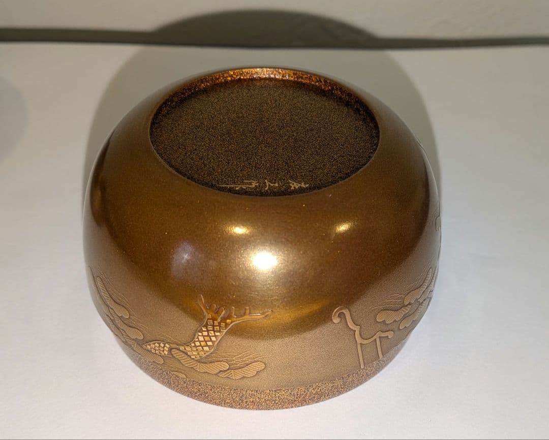 『金地御所車蒔絵　平棗』清水庄三　内金梨子　輪島塗　茶道具　表千家　共箱