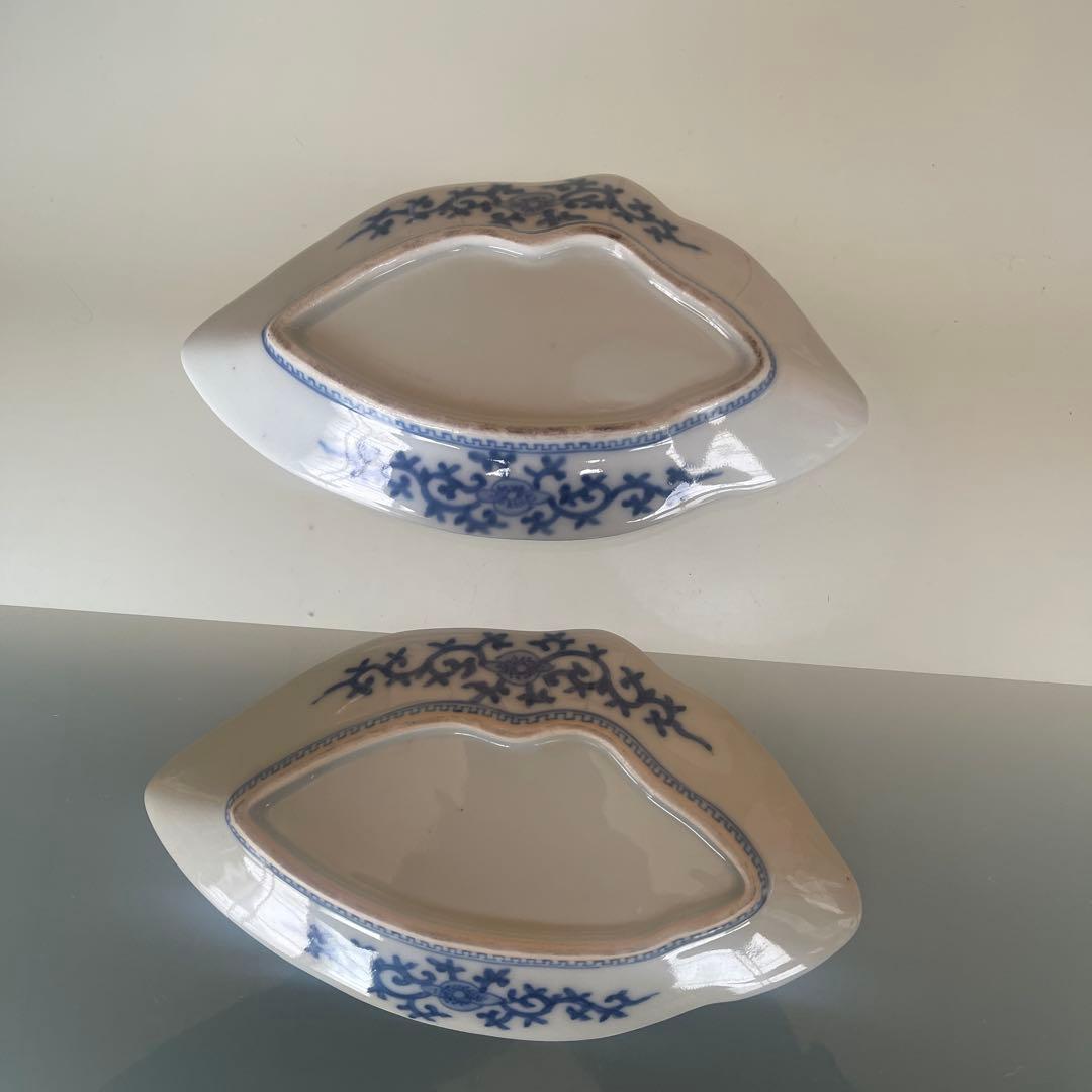 江戸時代　古伊万里　笠【頭に被る笠】型皿 2客