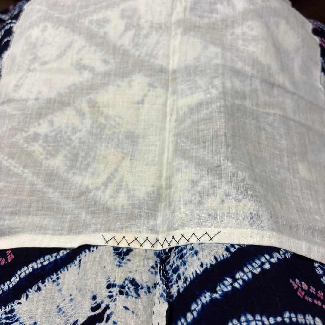 有松鳴海絞り　レトロ　巻き上げ絞り 藍染　花菱　ゆったりサイズ 半幅帯プレゼント