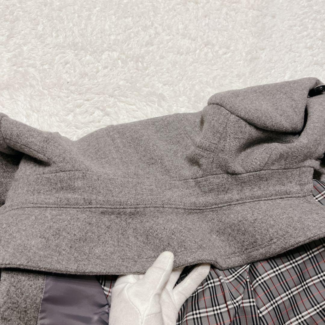 美品 バーバリーブルーレーベル アンゴラ ステンカラーコート グレー チェック