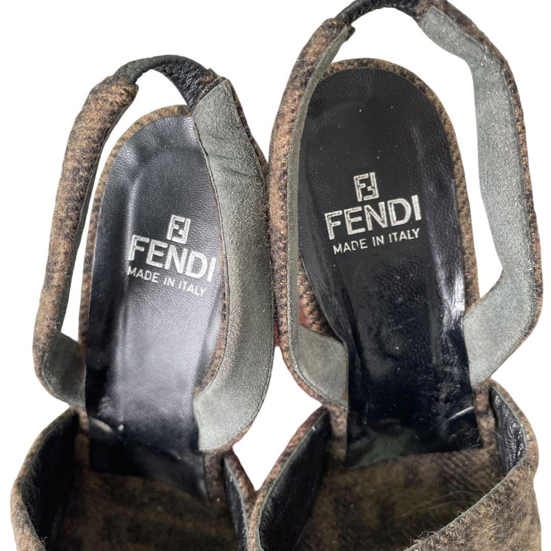 FENDI フェンディ 厚底サンダル ミュール ズッカ柄　36.5 24cm