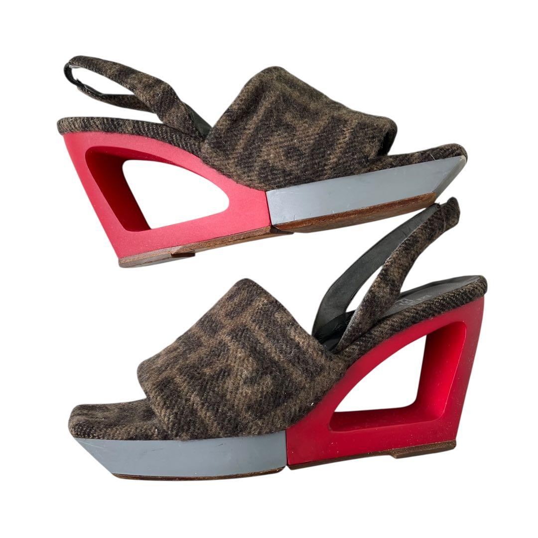 FENDI フェンディ 厚底サンダル ミュール ズッカ柄　36.5 24cm