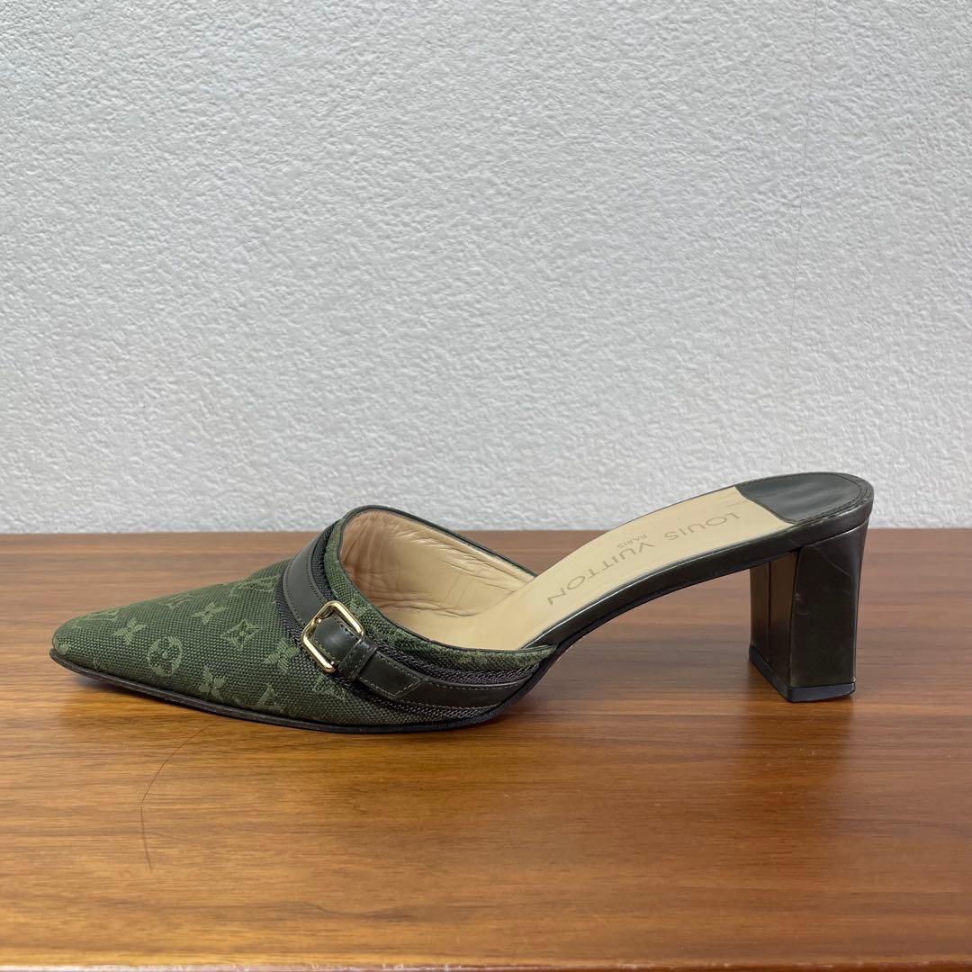 【良品】LOUIS VUITTON★ミュール　モノグラム　ベルト　キャンパス