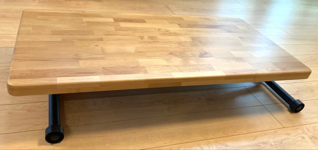 昇降式テーブル リフトテーブル ガス圧 無段階調節 （ライトブラウン）