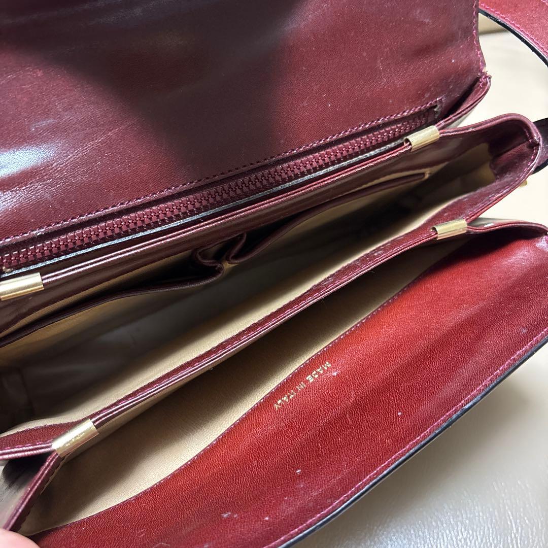 CELINE トリオンフ ヴィンテージショルダーバッグ ボックス レザーボルドー