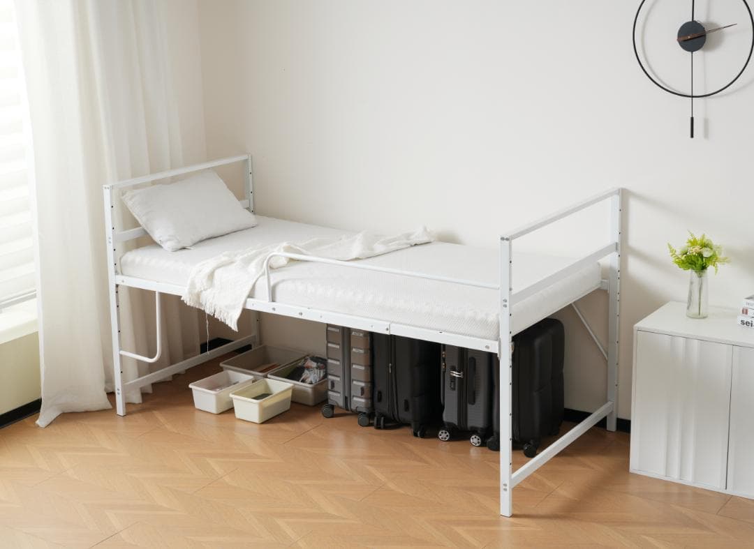 人気再入荷！ロフトベッド （S）収納 一人暮らし【高さ調整出来る】WHITE