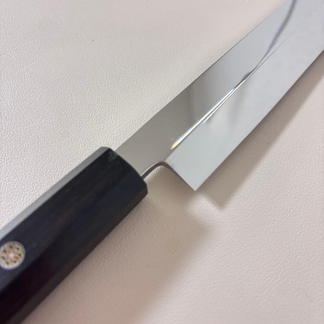 【特価限定】270mm 切付柳刃包丁 鏡面　黒檀八角柄 刺身包丁 「全鋼」'ᘗ