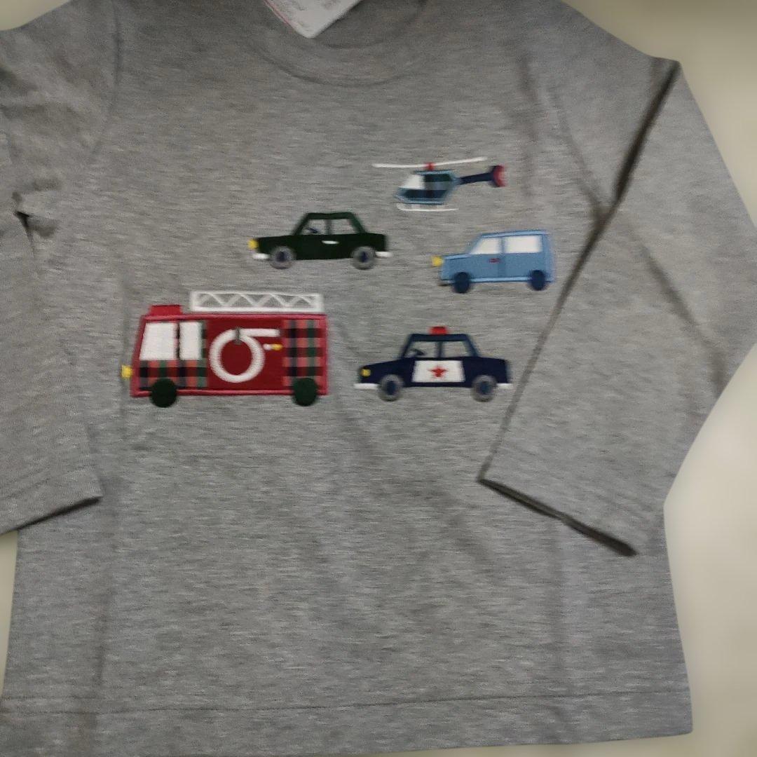 ファミリア長袖Tシャツ車アップリケ　GY 　100