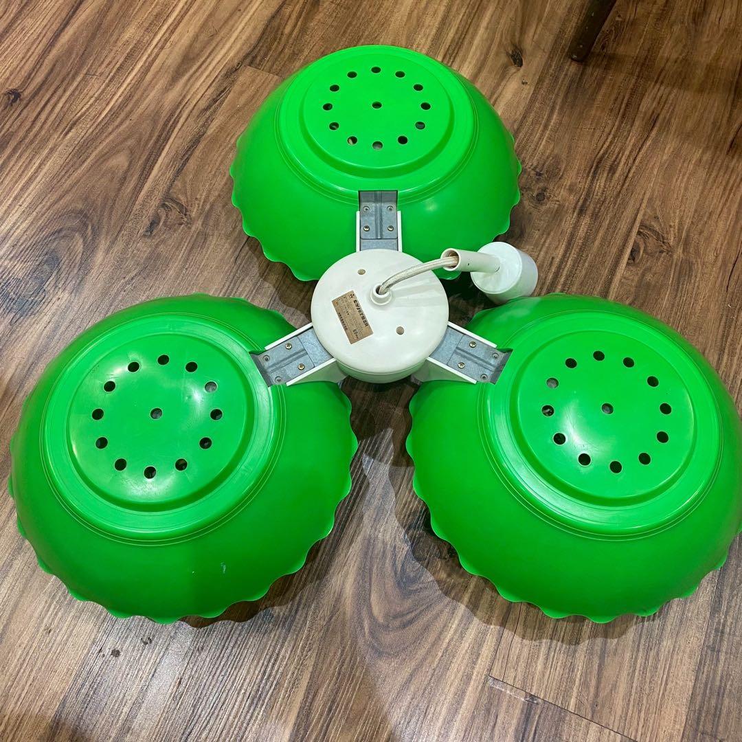 緑 グリーン 3灯 天井照明 昭和レトロ 当時物 レトロポップ インテリア