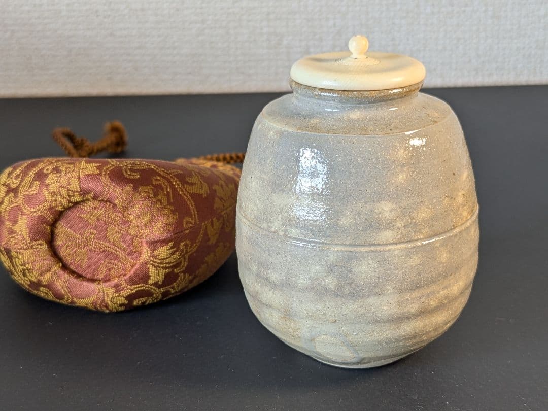 朝日焼　松林豊斎　茶入　替え仕覆　北村徳齋製