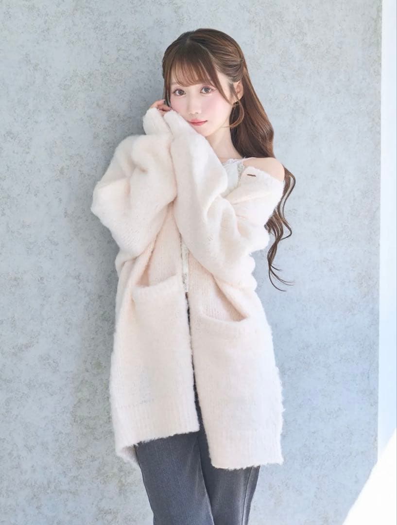 Rose Muse Shaggy knit cardie ピンク