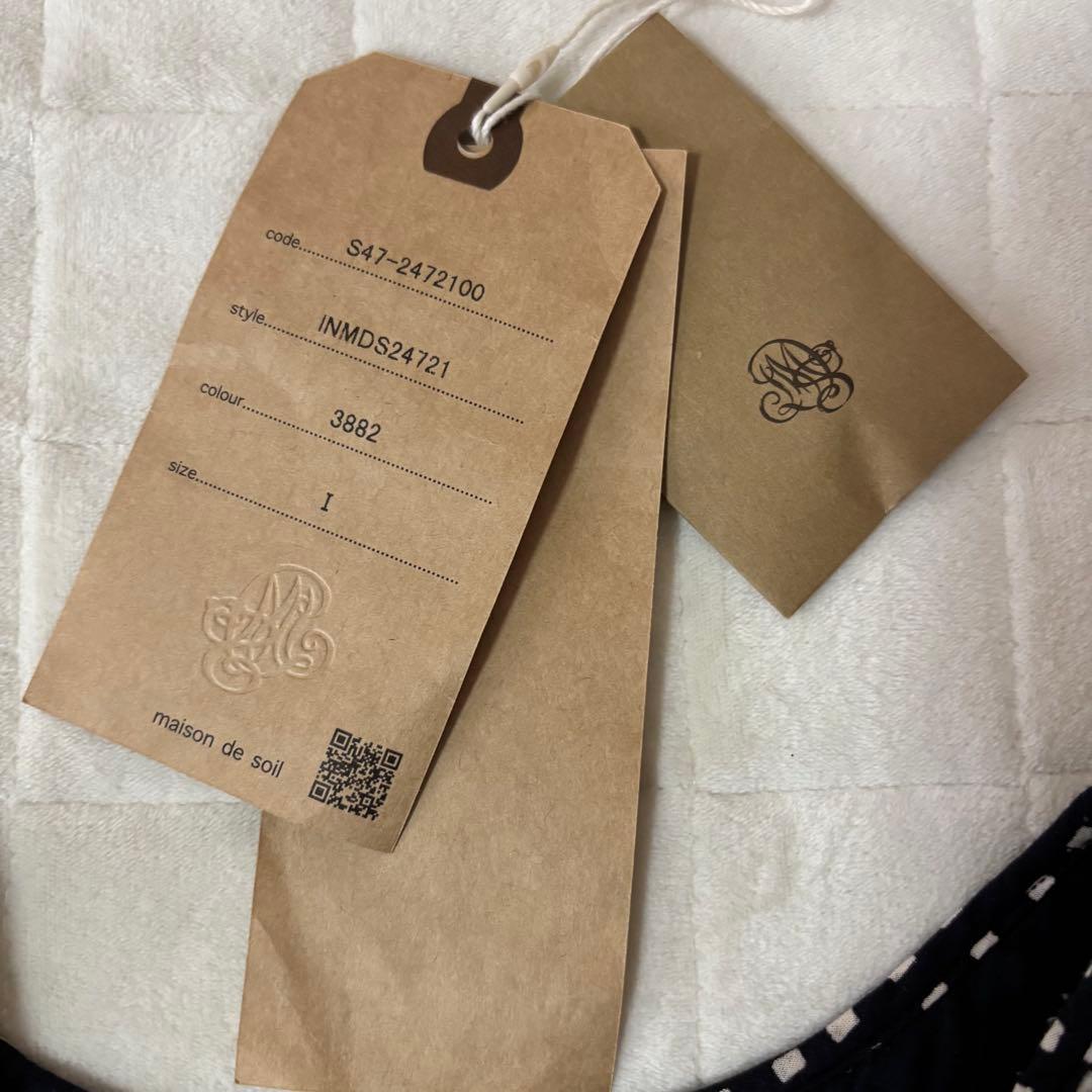 メゾン ド ソイル　80s コットン ブロック プリント Vネック シャツ