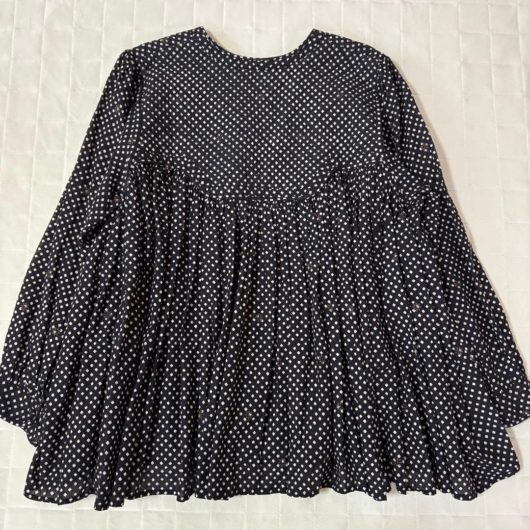 メゾン ド ソイル　80s コットン ブロック プリント Vネック シャツ