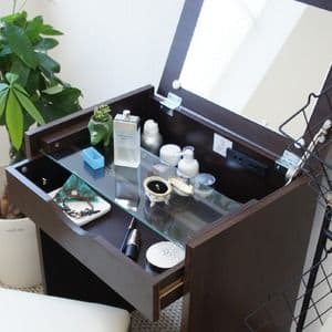 シンプル ドレッサーセット/化粧台・スツールセット 【ダークブラウン】