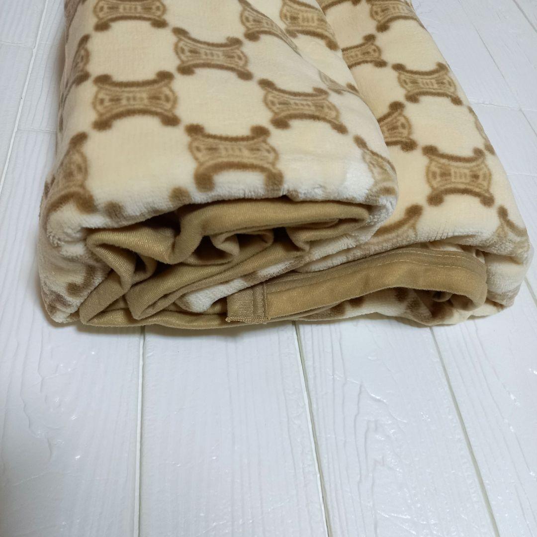✨新品 未使用✨CELINE セリーヌ 綿毛布 マカダム柄 クリーム色 シングル