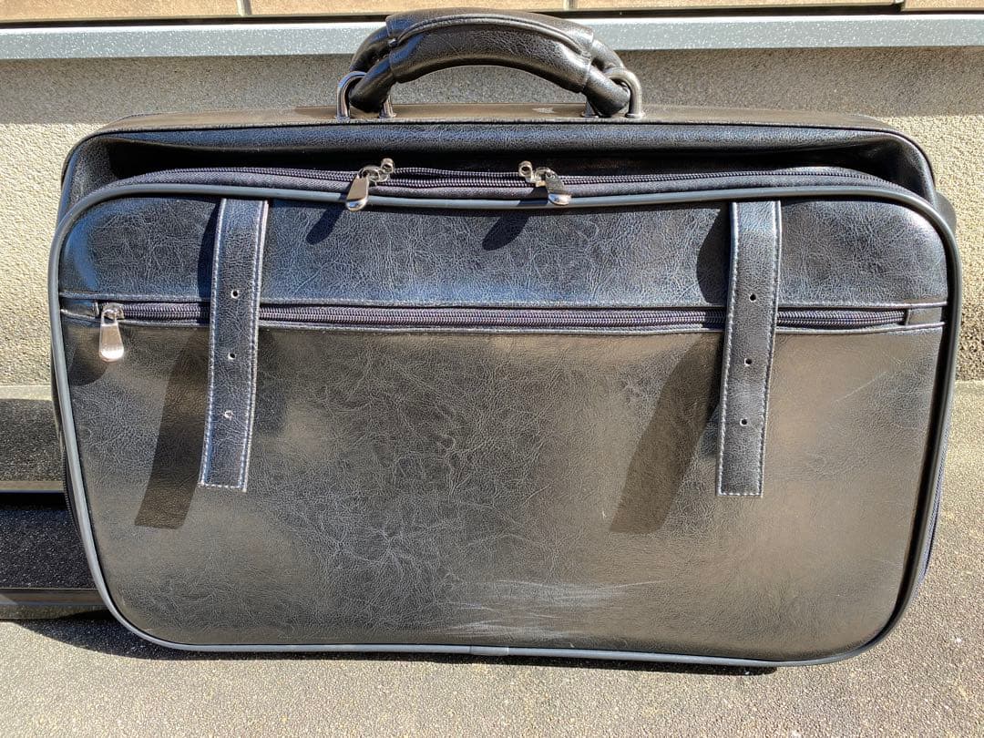 【希少】ダレスバッグ型キャリーバッグ オールレザー ブラック 自立型 2段階