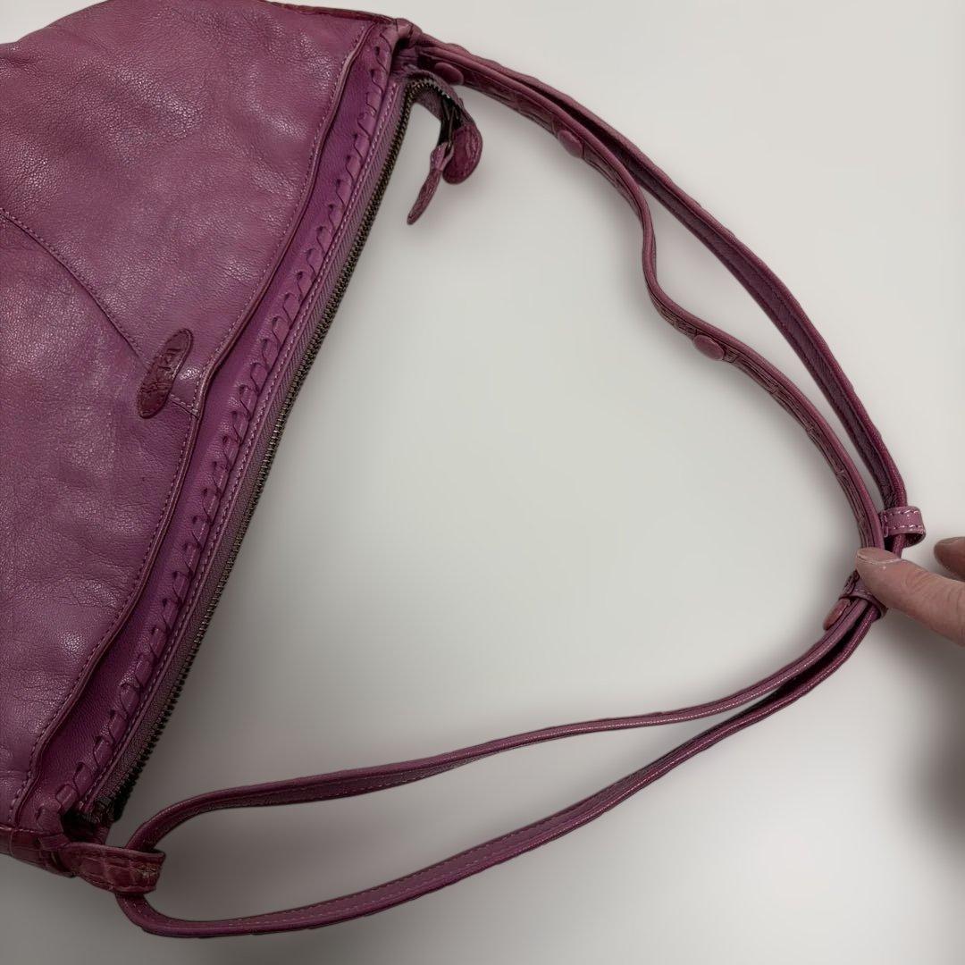 IBIZA　レザーショルダーバッグ　ワニ革被せ　美品！