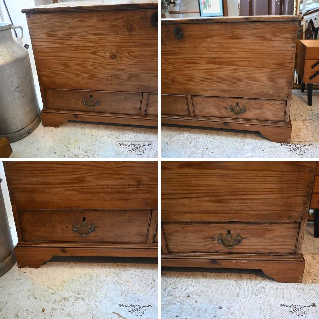 IFU-410 英国アンティーク パインチェスト 収納 リネンボックス テーブル